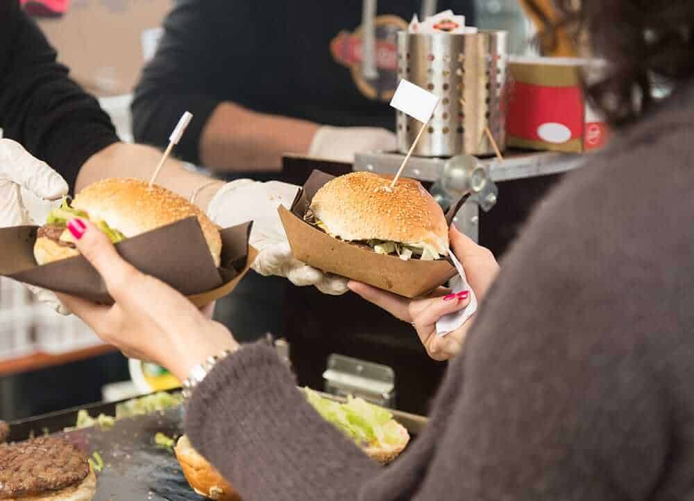 hamburgers to go at food market