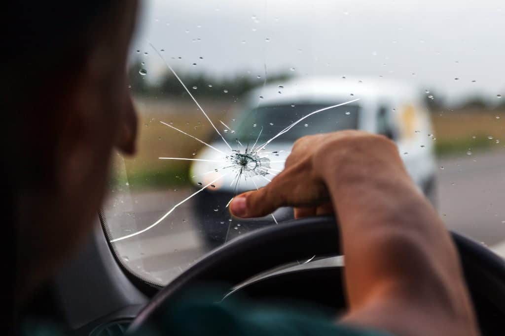 Broken windscreen