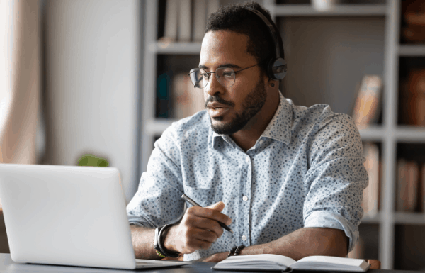 Man chatting on headset