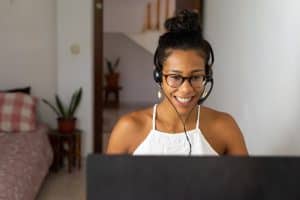 Woman working from home