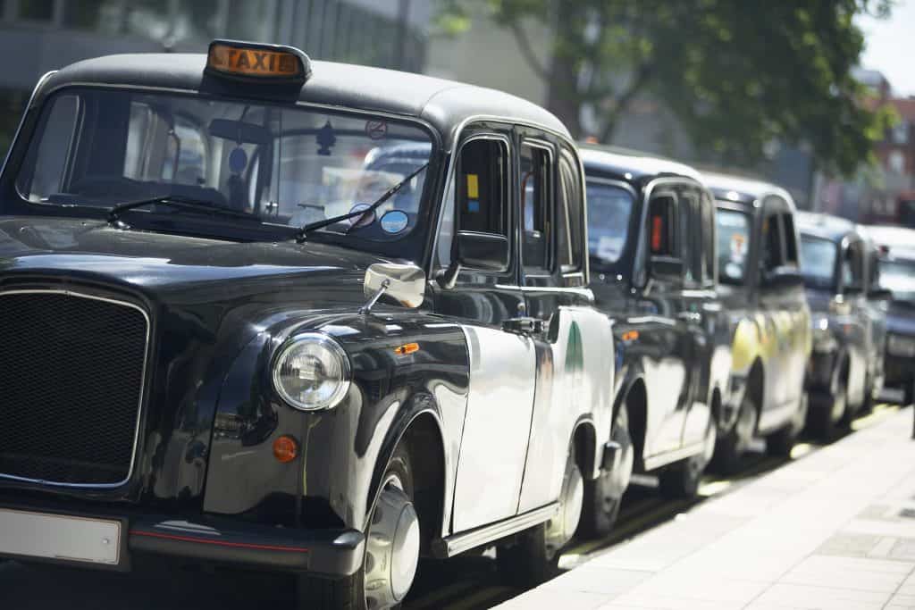 Row of black cabs