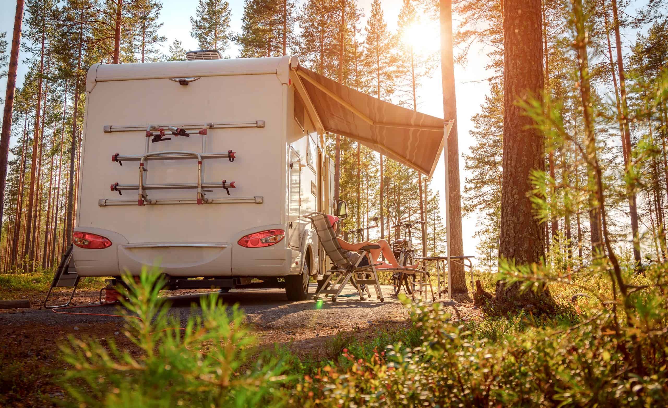 Motorhome in forest