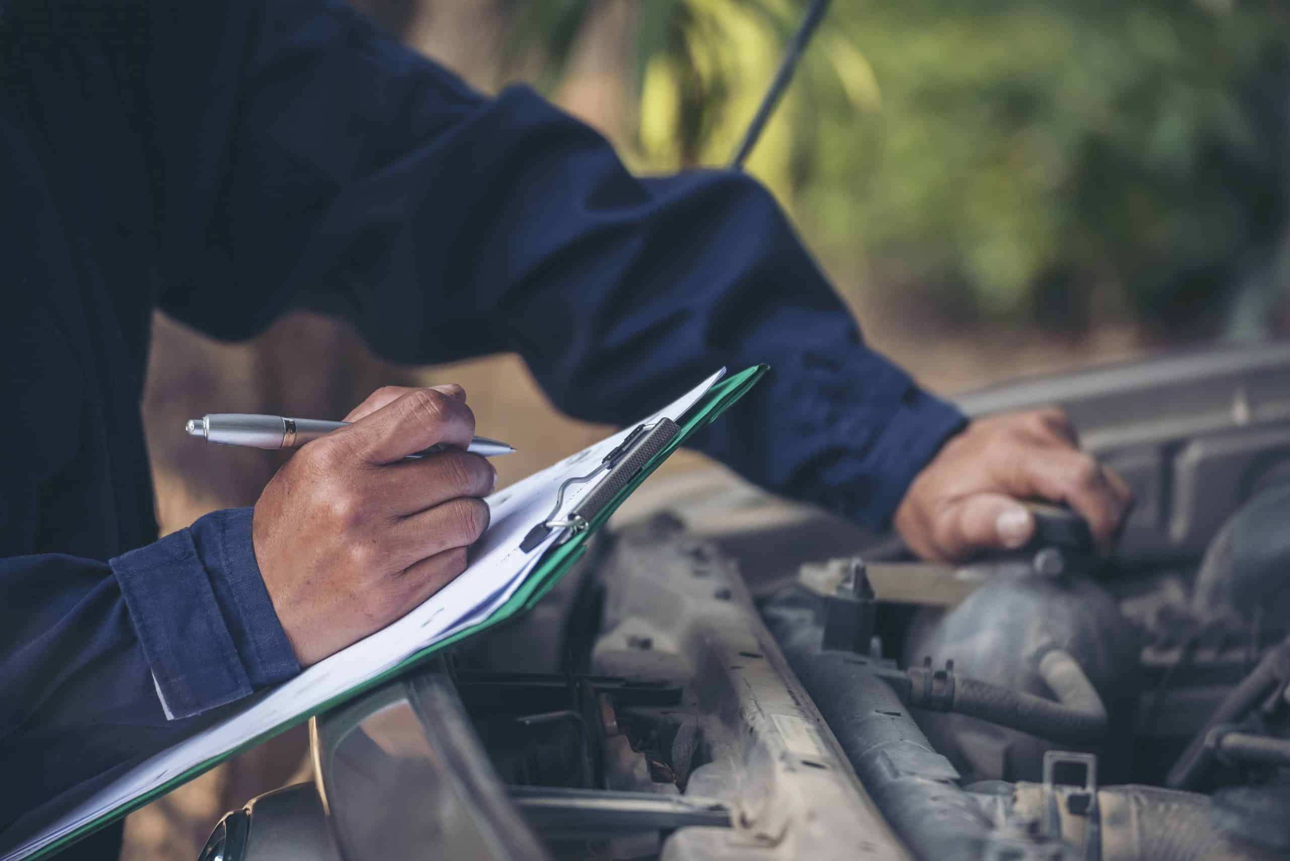 Mechanic working on car
