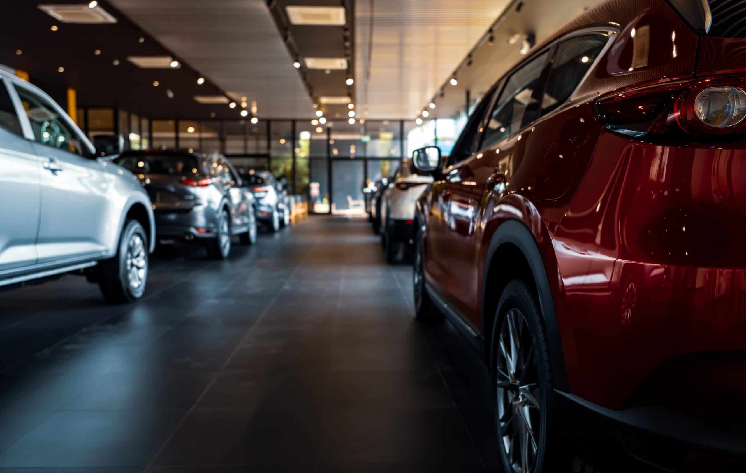 Cars in showroom