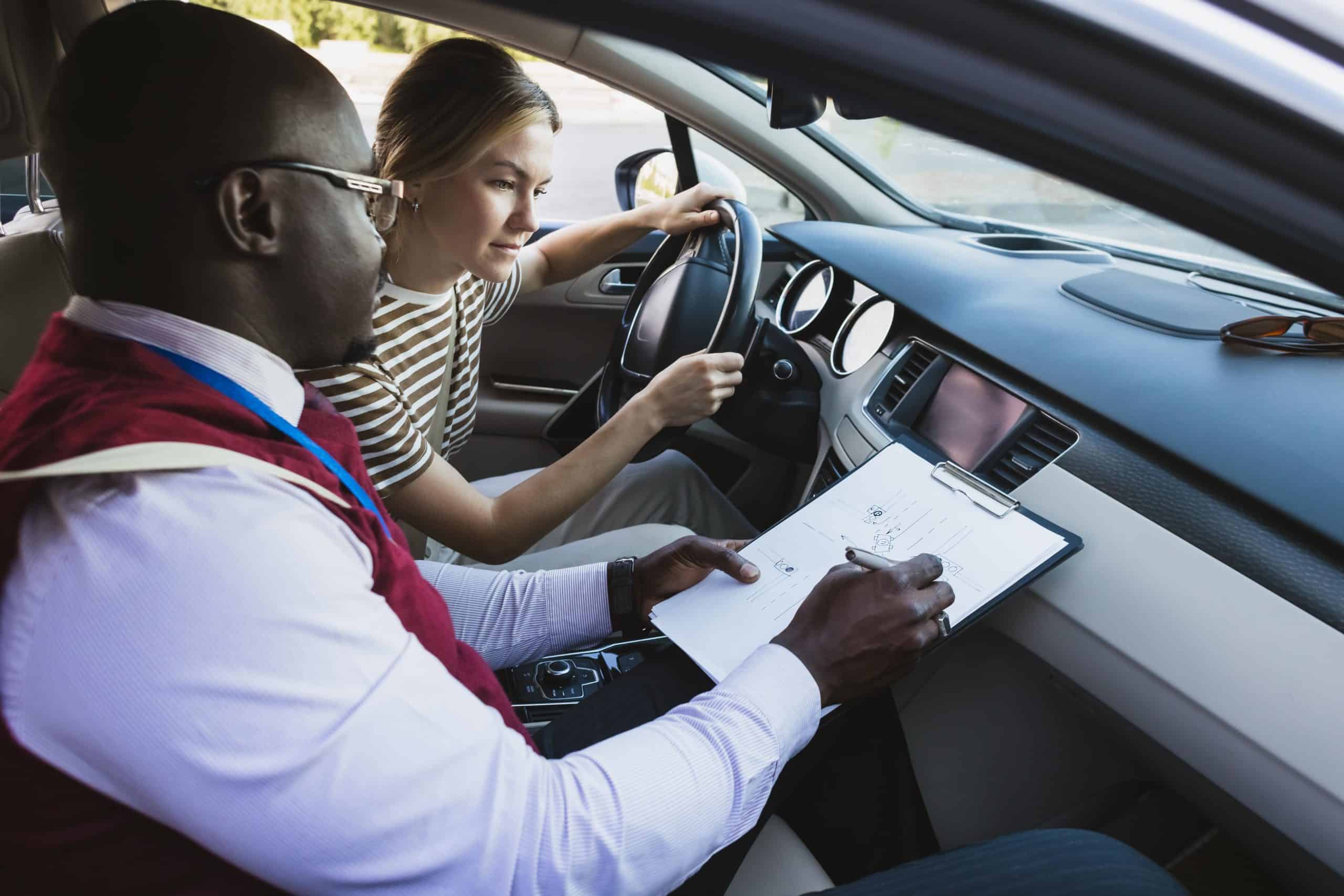 Driving instructor teaching