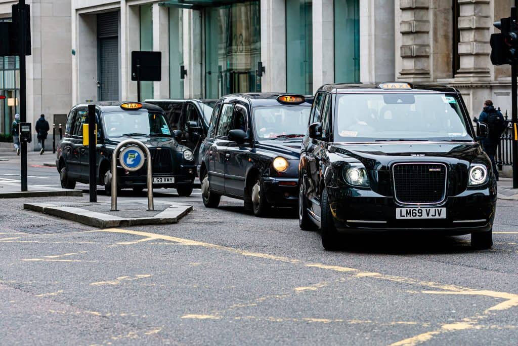 Row of black cabs