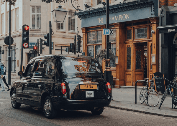 Black cab on street