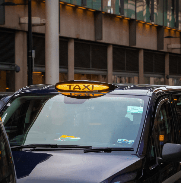 Black cab with light on