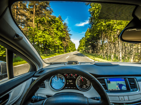 View from motorhome dashboard