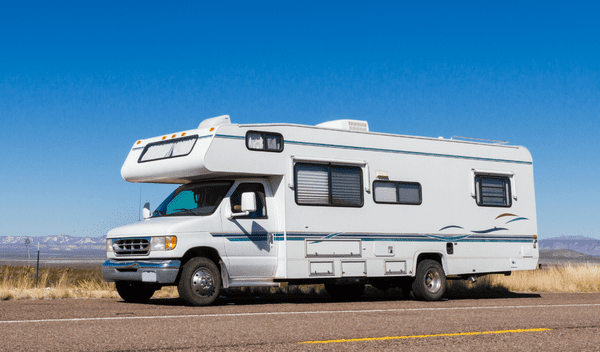 Motorhome parked on road