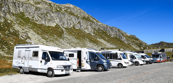 Row of motorhomes