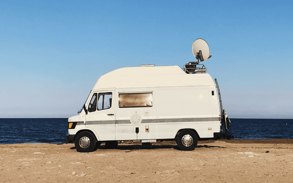 Campervan on beach