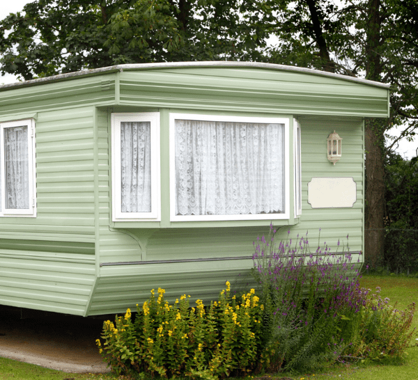 Green static caravan