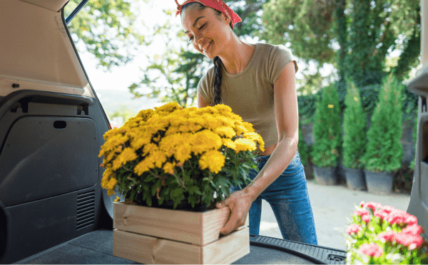 Woman delivering flowers